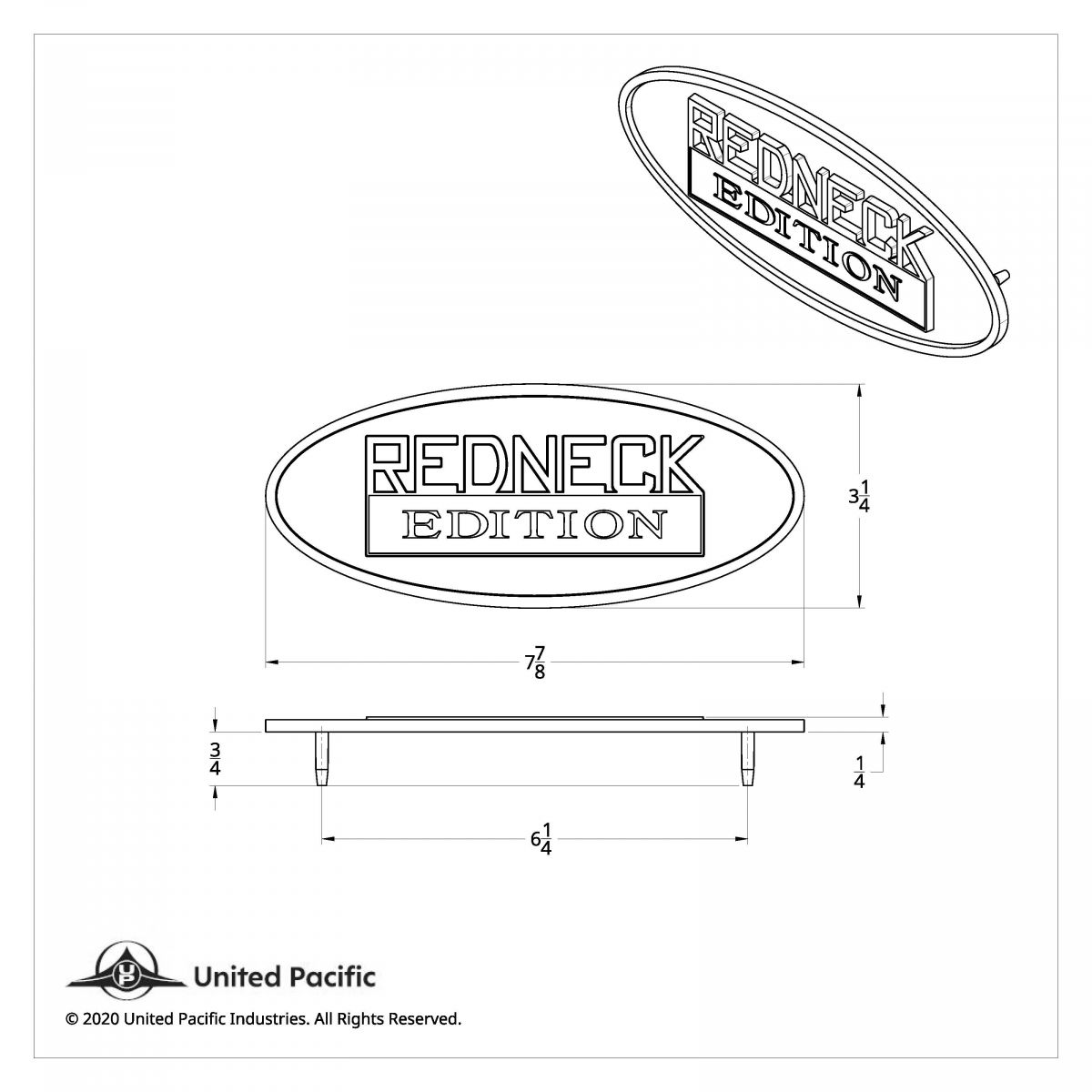 Chrome Die Cast Oval Emblem - "Redneck Edition" - Thumbnail 7