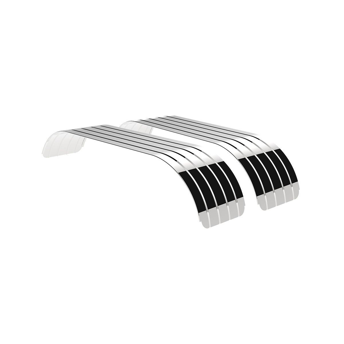 120" 430 Stainless Steel (16ga) Beaded Edge Ribbed Full Fender 60" Spread - SR Series (Pair)