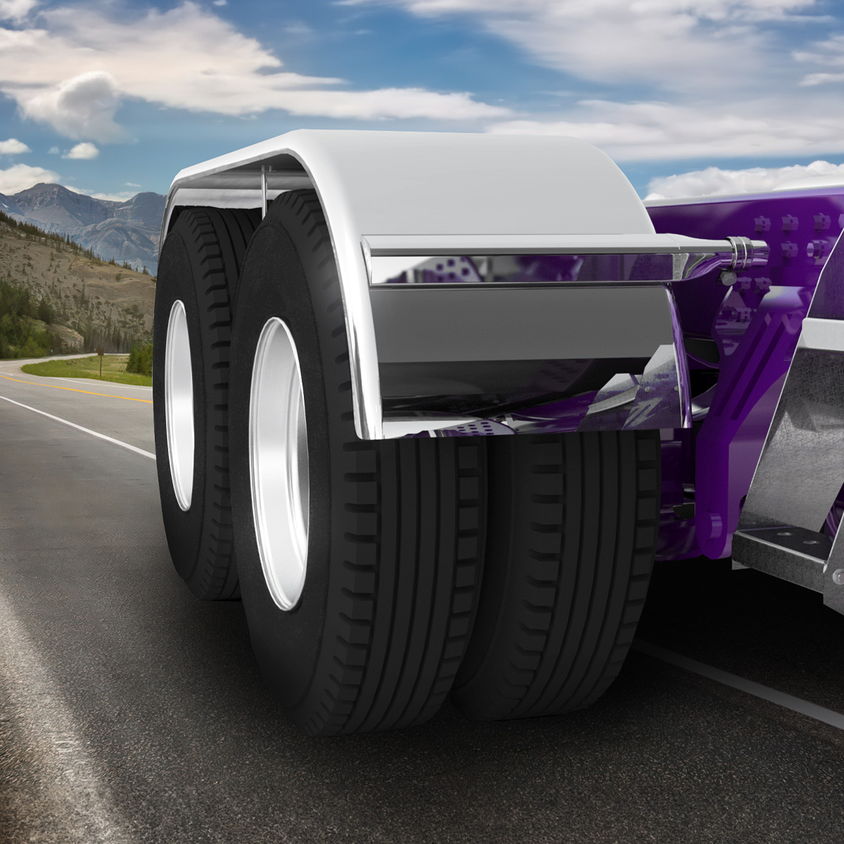 120" 430 Stainless Steel (16ga) Roll  Formed Edge Smooth Full Fender 54" Spread - SS Series (Pair) - Thumbnail 9