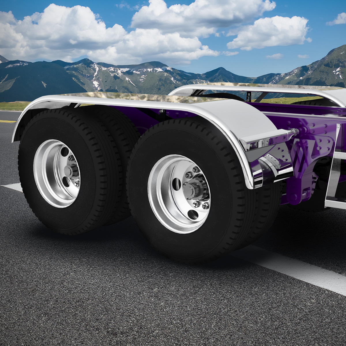 120" 430 Stainless Steel (16ga) Roll  Formed Edge Smooth Full Fender 60" Spread - SS Series (Pair) - Thumbnail 10