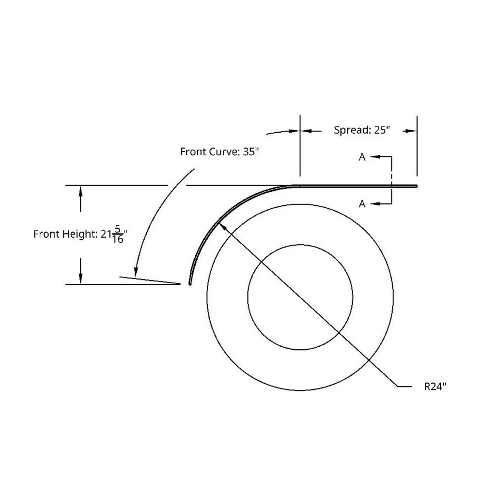 60" 430 Stainless Steel (16ga) Half Fender-SR Series (Pair) - Thumbnail 2