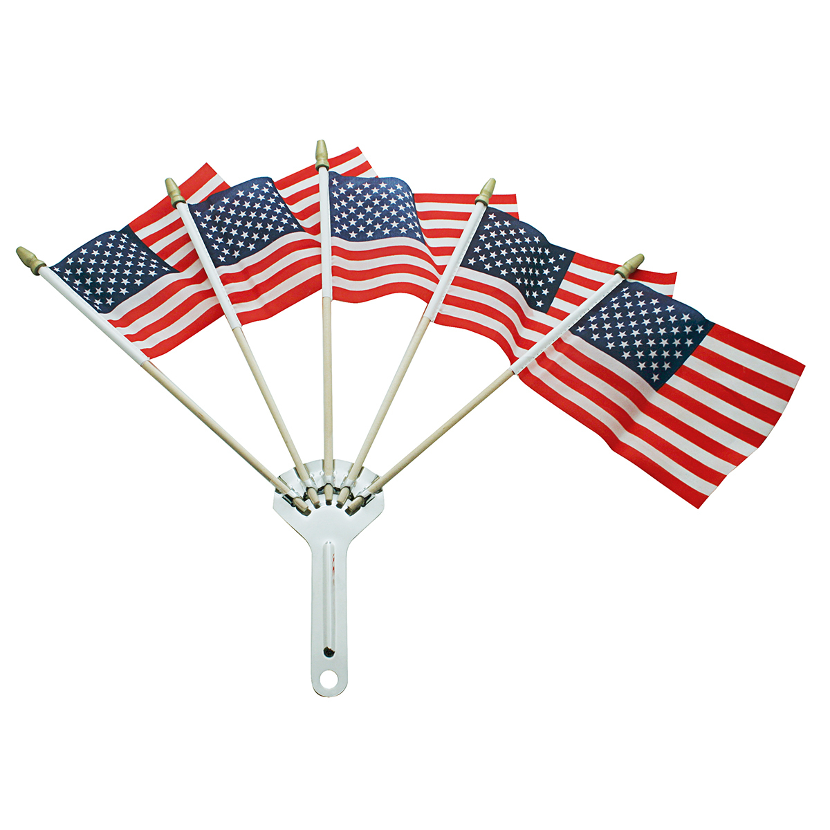 Stainless Steel Flag Holder With 5 USA Flags - Thumbnail 2