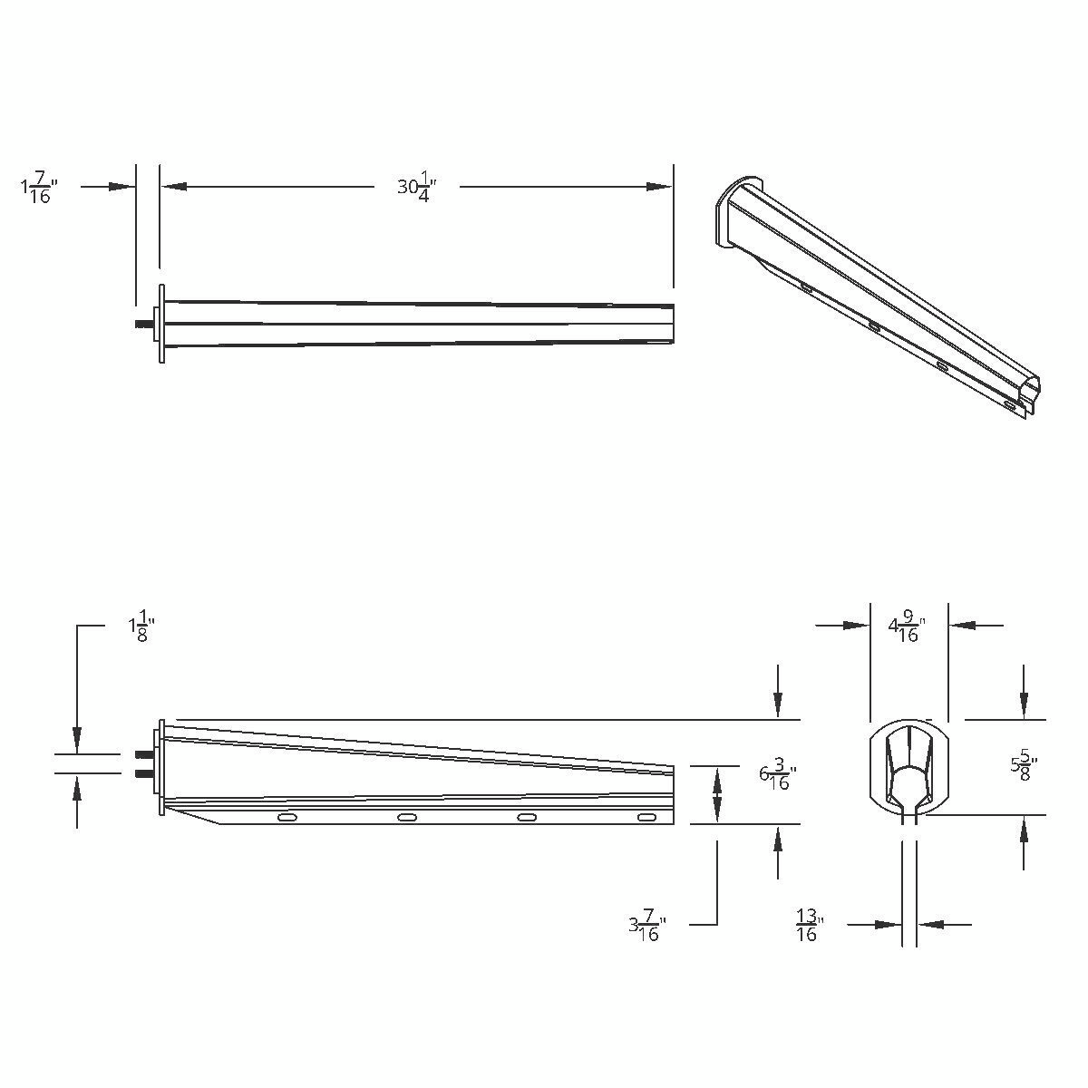 30" Black Heavy Duty Mud Flap Hangers - 1-1/8" Bolt Pattern - Competition Series (Pair) - Thumbnail 4