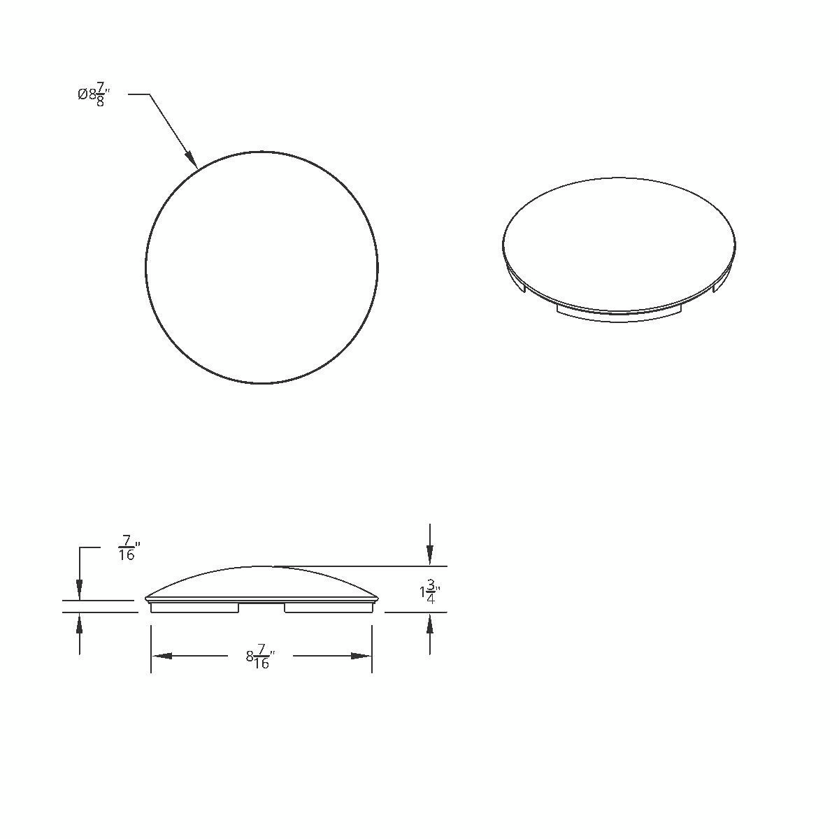 4 Even Notched Stainless Steel Dome Front Hubcap - 7/16" Lip - Thumbnail 4
