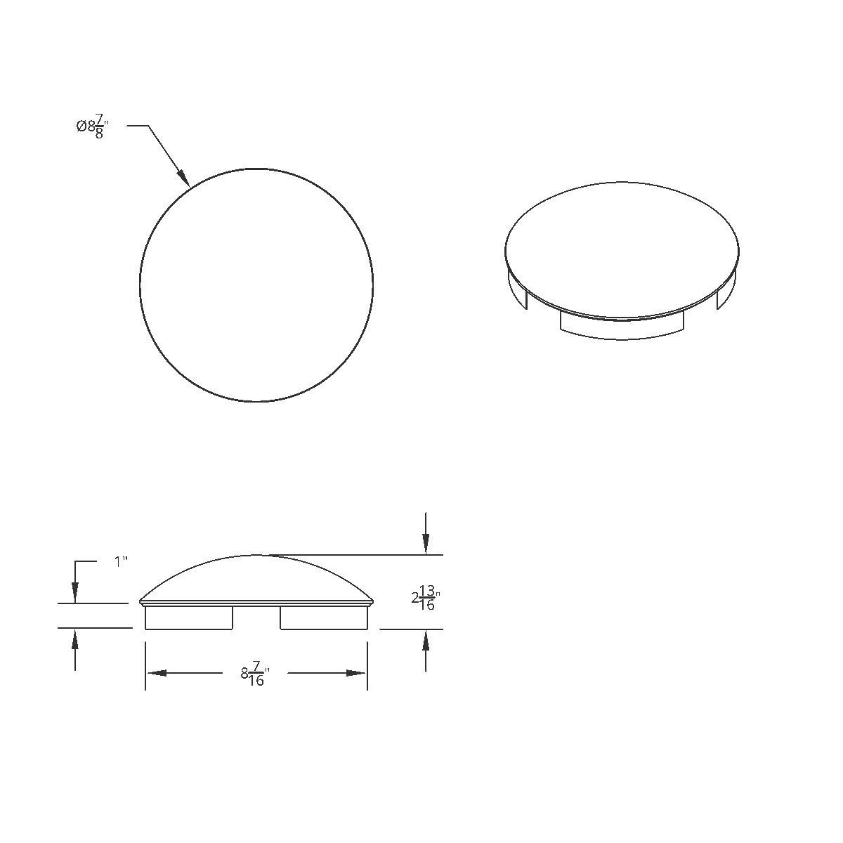 4 Even Notched Stainless Steel Dome Front Hubcap - 1" Lip - Thumbnail 4
