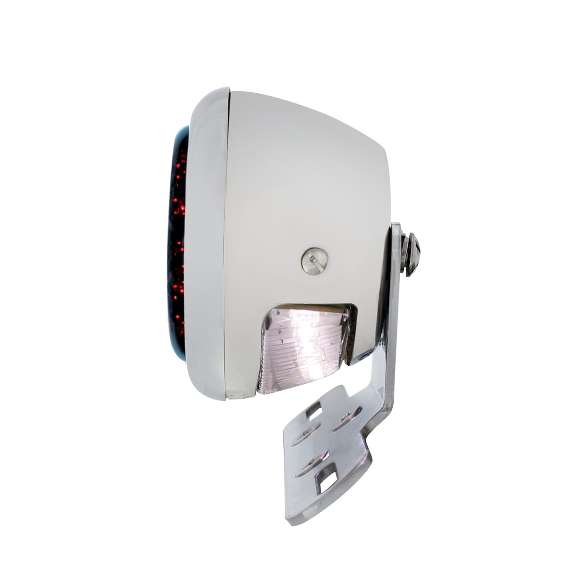 Chrome Motorcycle Rear Fender LP Bracket With 1933-36 Ford Style LED Tail Light - Thumbnail 5