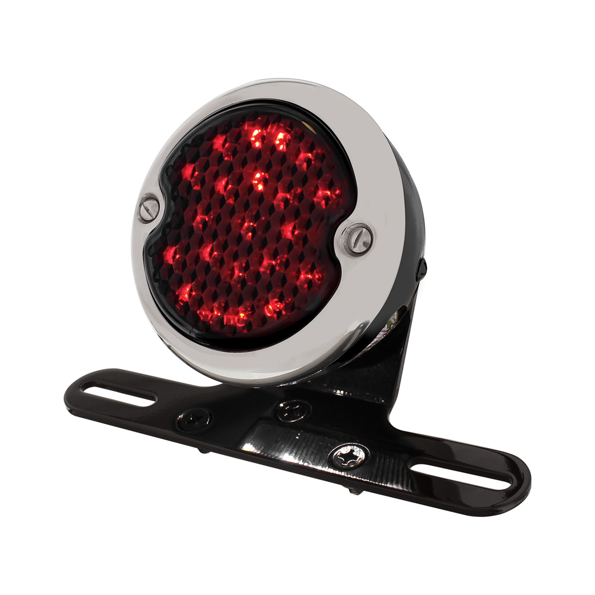 Black Motorcycle Rear Fender LP Bracket With 1933-36 Ford Style LED Tail Light - Thumbnail 3