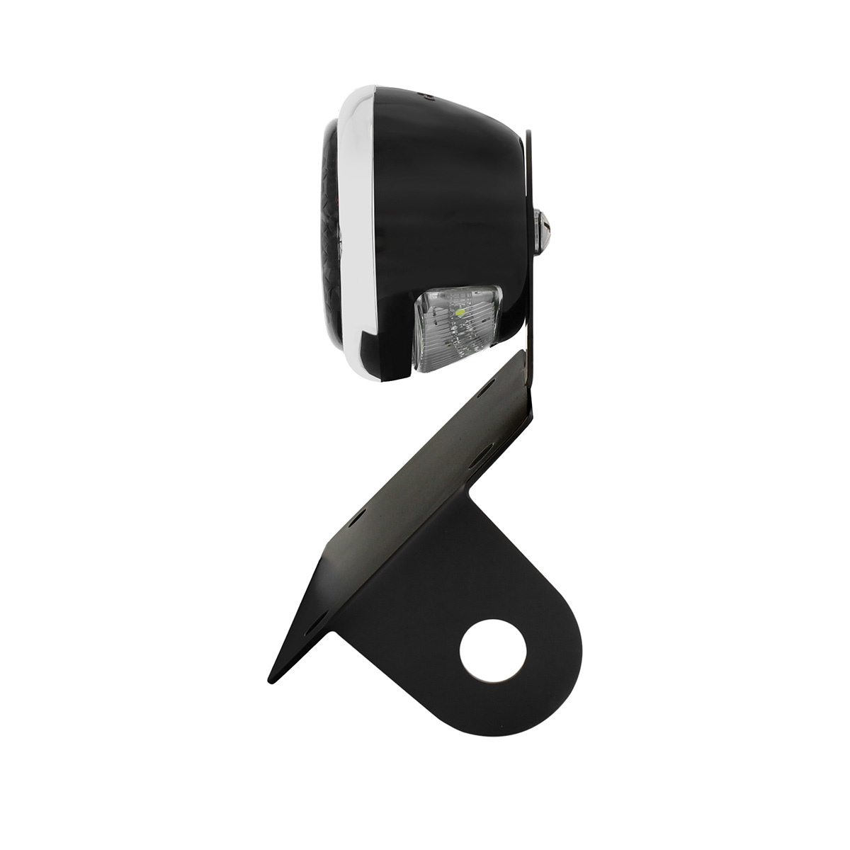 Black Horizontal Side Mount License Bracket For Motorcycle With 1933-36 Ford Style LED Tail Light - Thumbnail 6
