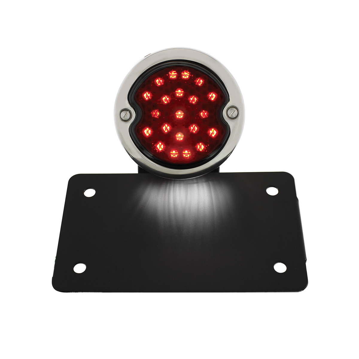 Black Horizontal Side Mount License Bracket For Motorcycle With 1933-36 Ford Style LED Tail Light - Thumbnail 7