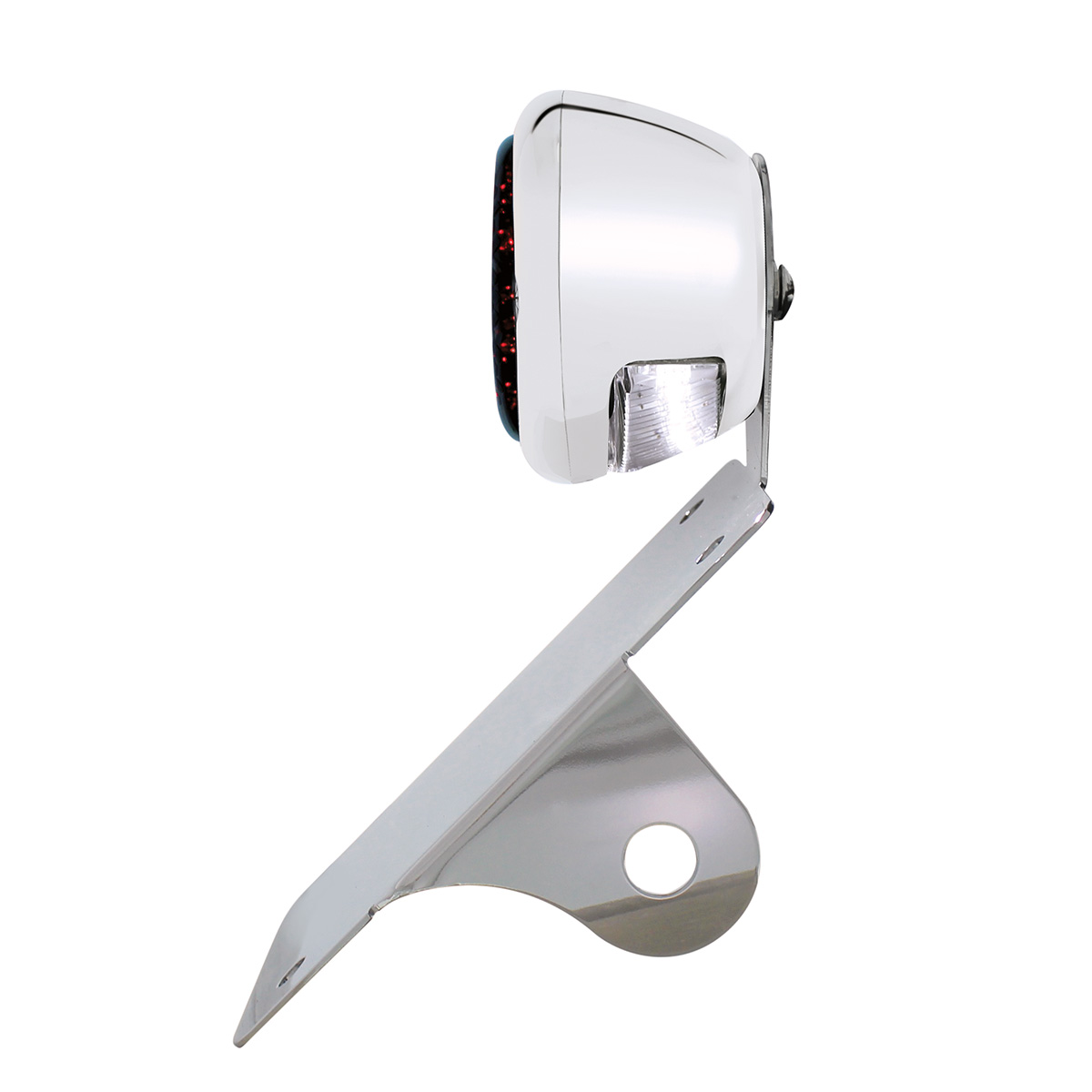 Chrome Vertical Side Mount License Bracket For Motorcycle With 1933-36 Ford Style LED Tail Light - Thumbnail 5