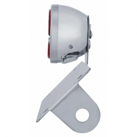 Chrome Horizontal Side Mount License Bracket For Motorcycle With 1928 LED "DUO Lamp" Tail Light - Thumbnail 2