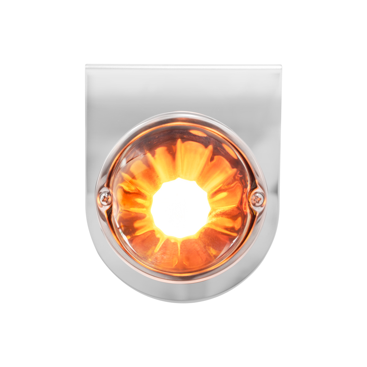 Dual Function Glass Watermelon Light With Stainless Steel Light Bracket Kit With LED Bulb-Amber LED/Amber Lens - Thumbnail 3