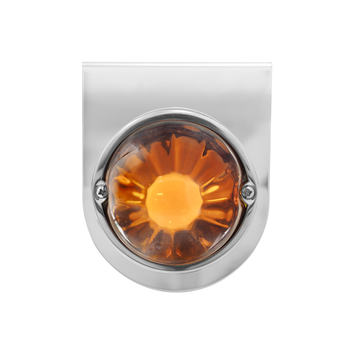 Dual Function Glass Watermelon Light With Stainless Steel Light Bracket Kit With LED Bulb-Amber LED/Amber Lens - Thumbnail 4