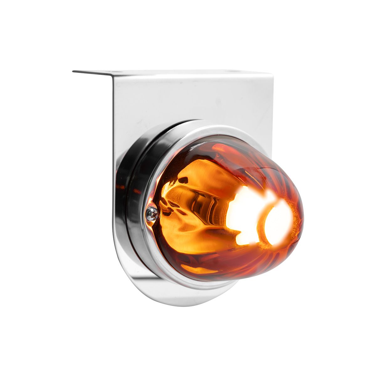 Dual Function Glass Watermelon Light With Stainless Steel Light Bracket Kit With LED Bulb-Amber LED/Dark Amber Lens