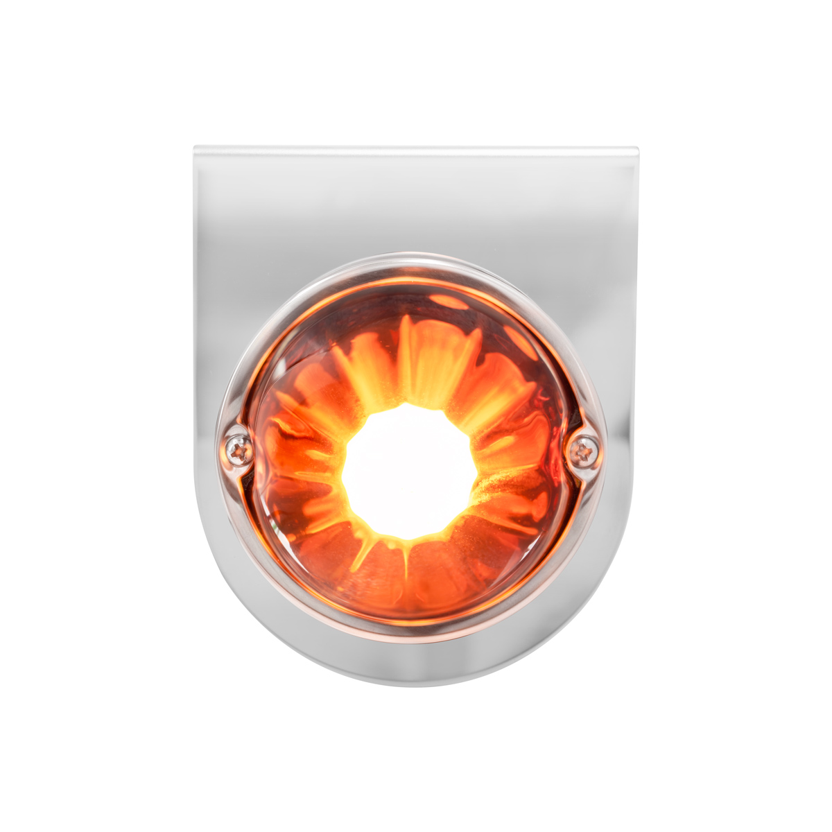 Dual Function Glass Watermelon Light With Stainless Steel Light Bracket Kit With LED Bulb-Amber LED/Dark Amber Lens - Thumbnail 3