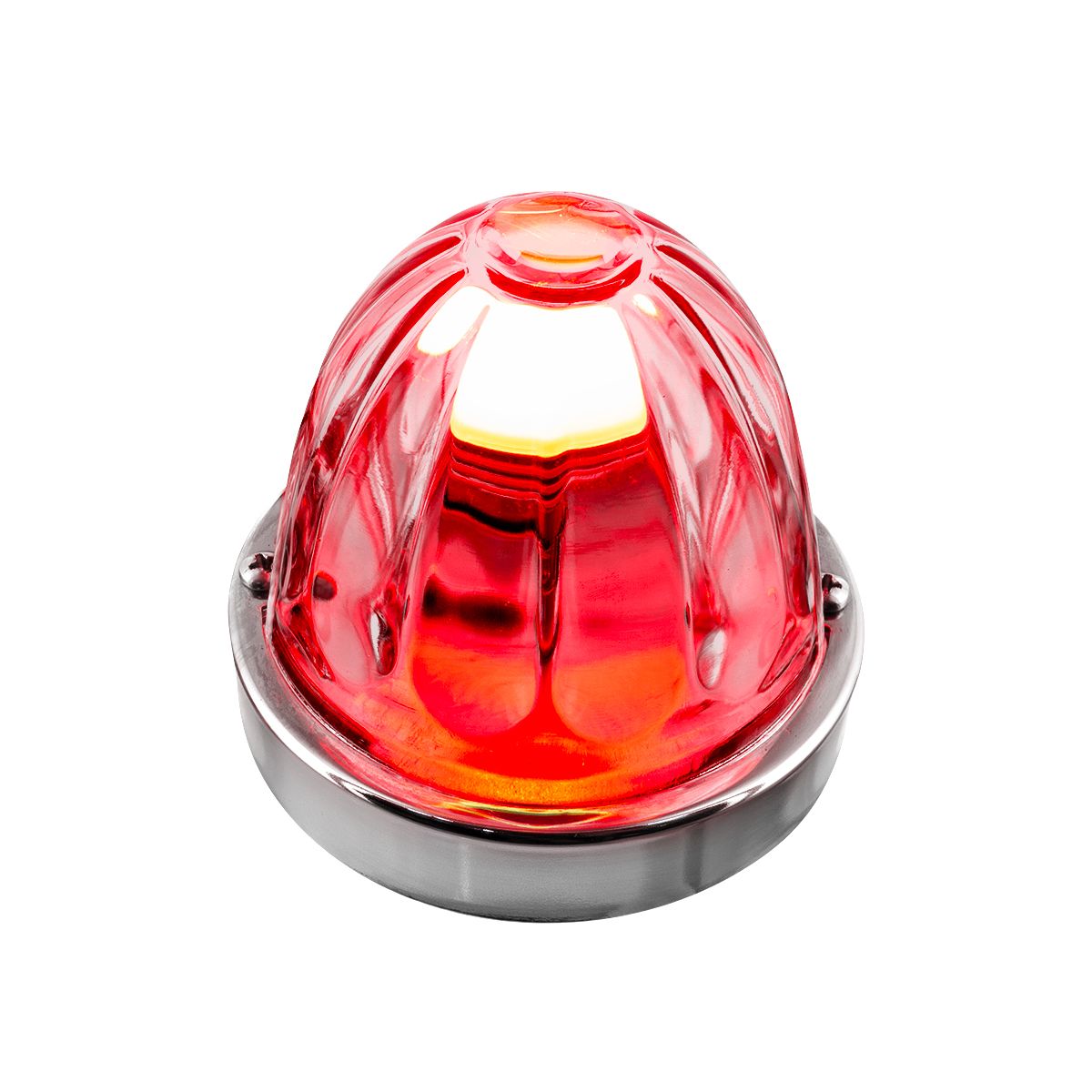 Dual Function Glass Watermelon Flush Mount Kit With LED Bulb - Red LED/Clear Lens