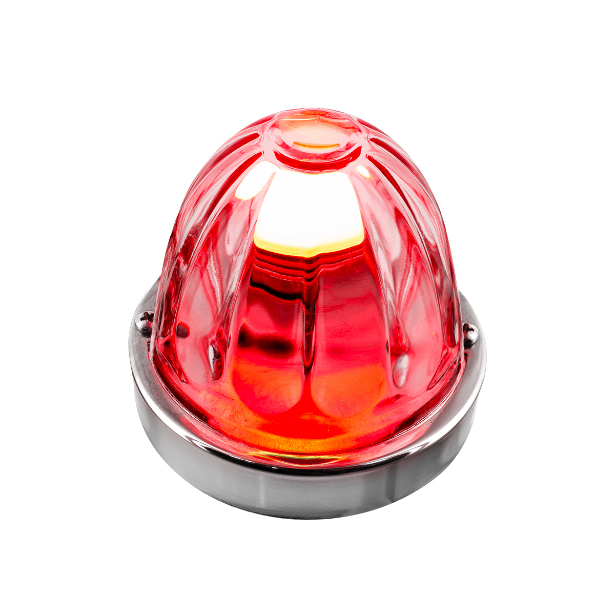 Dual Function Glass Watermelon Flush Mount Kit With LED Bulb - Red LED/Clear Lens - Thumbnail 11