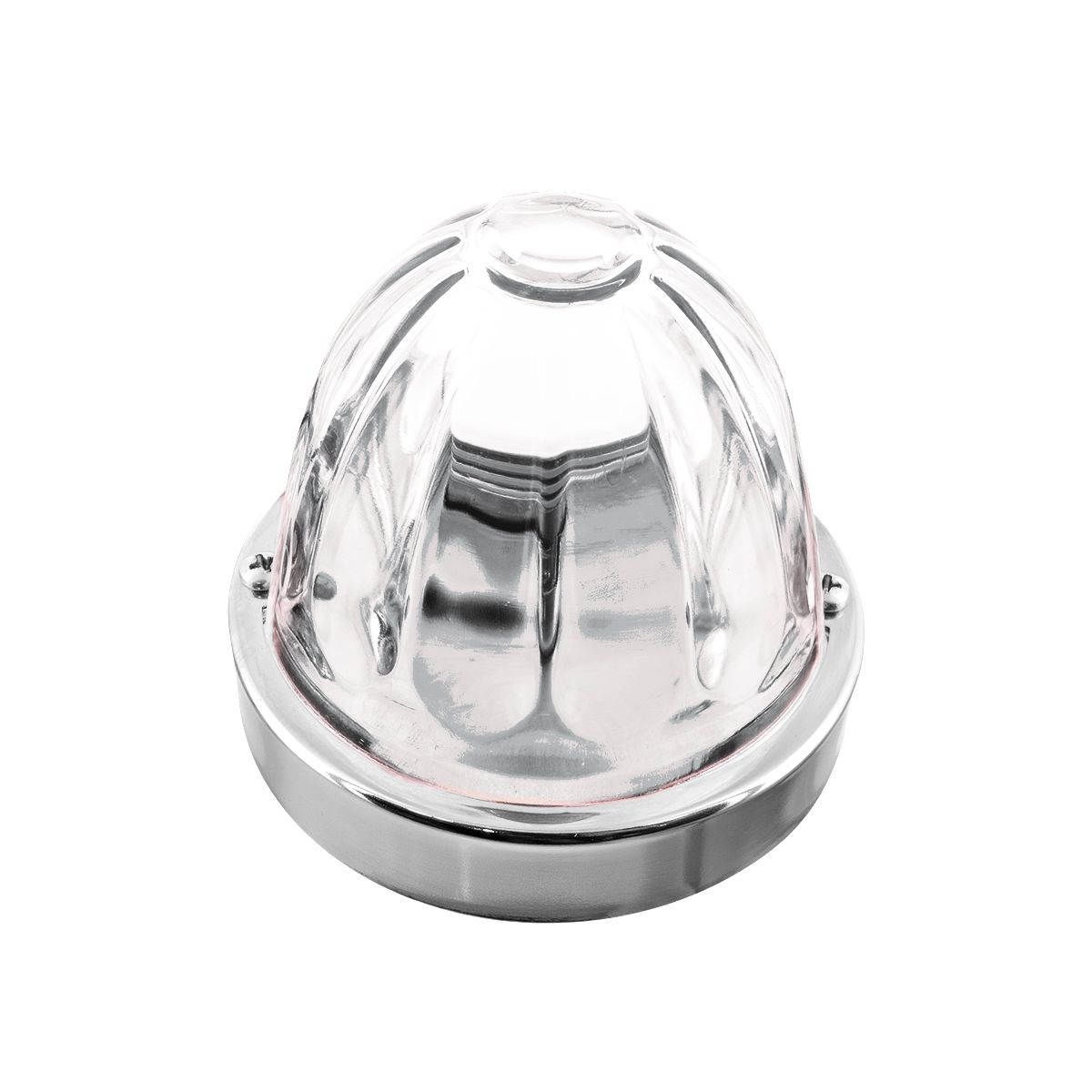 Dual Function Glass Watermelon Flush Mount Kit With LED Bulb - White LED/Clear Lens