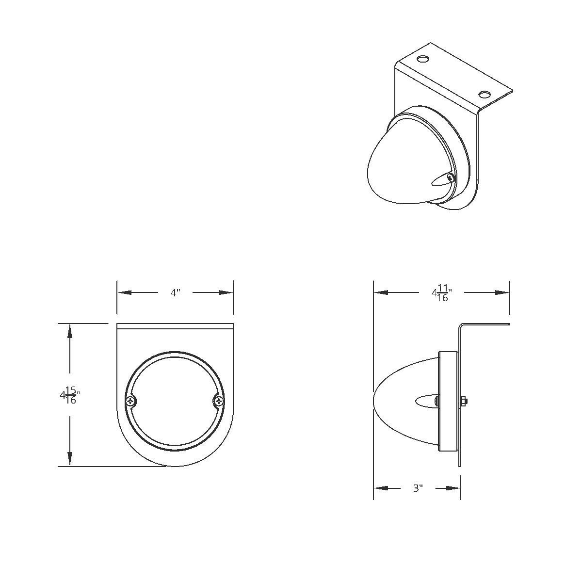 Dual Function Glass Watermelon Light With Stainless Steel Light Bracket Kit With LED Bulb-White LED/Clear Lens - Thumbnail 9