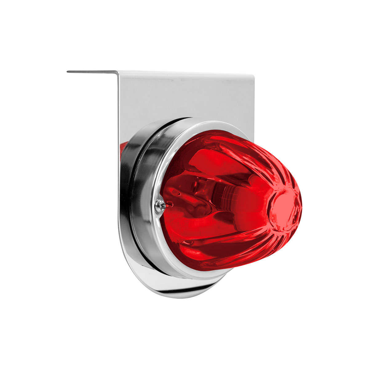 Dual Function Glass Watermelon Light With Stainless Steel Light Bracket Kit With LED Bulb-Red LED/Red Lens - Thumbnail 2
