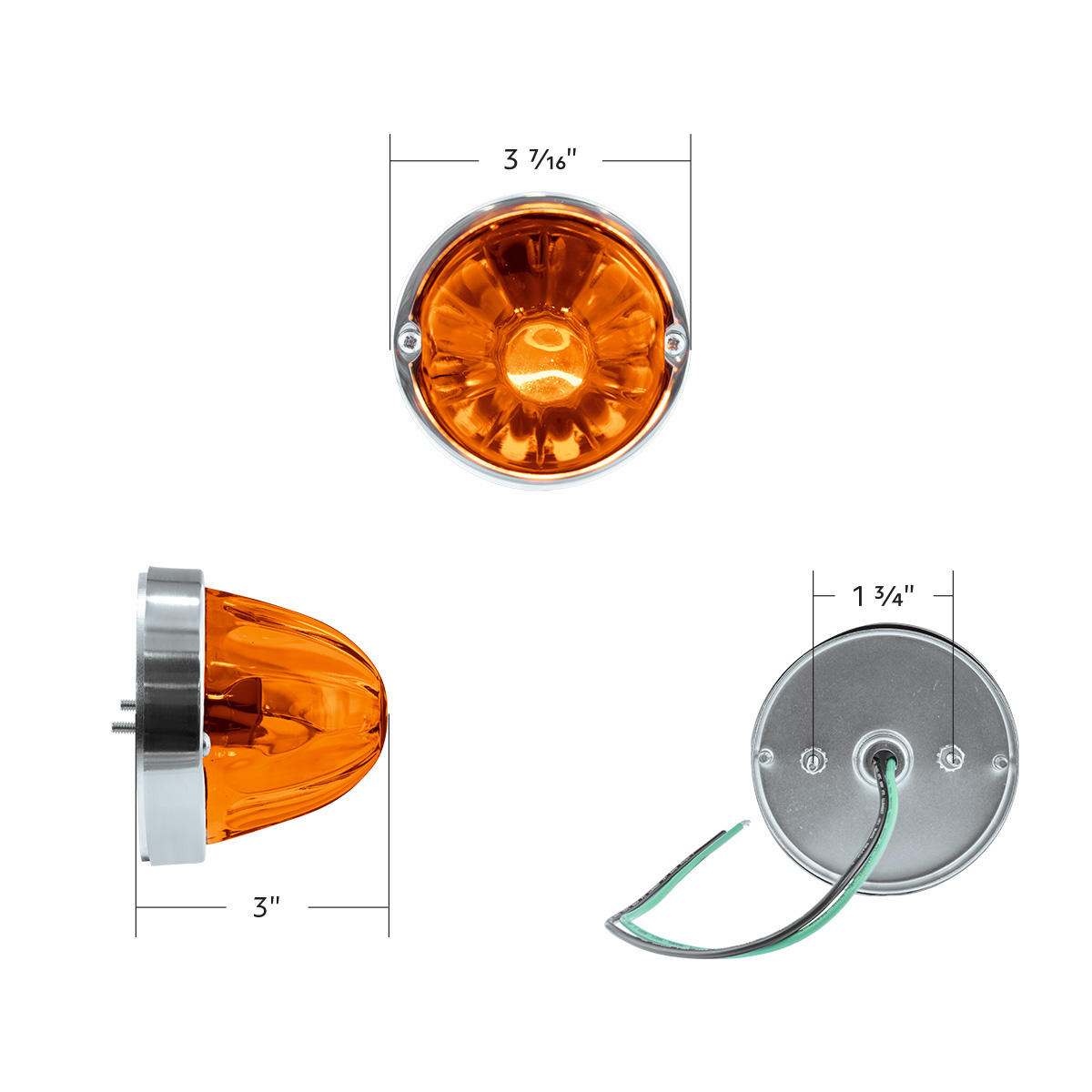 Glass Watermelon Flush Mount Kit - Amber - Thumbnail 8