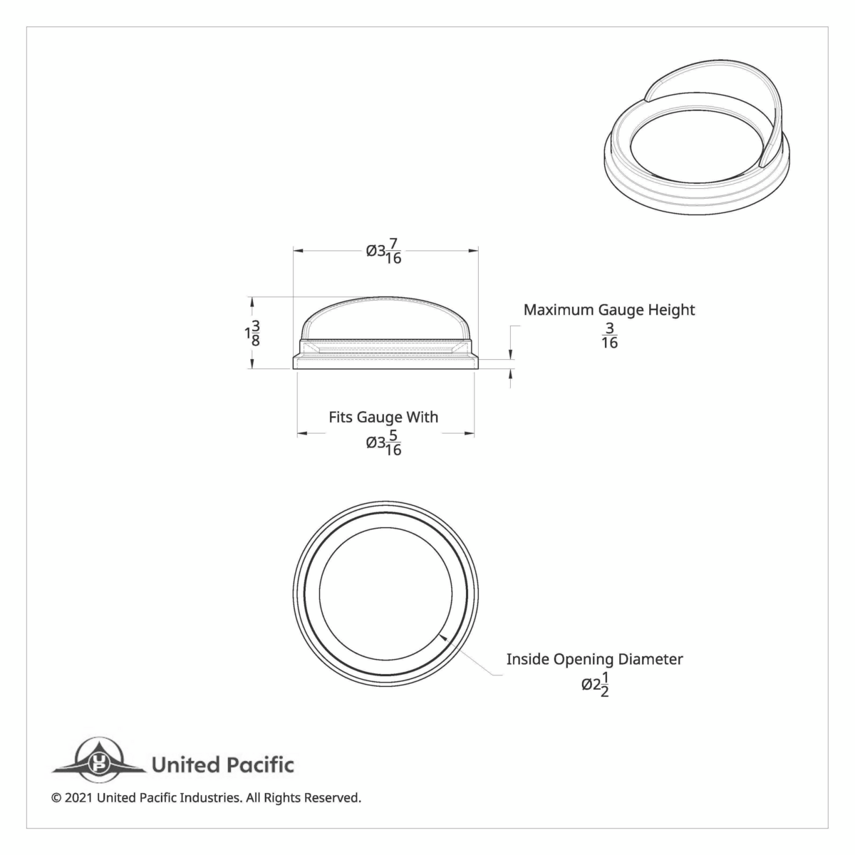 Pyrometer Gauge Bezel With Visor For Kenworth/Peterbilt - Classic Design - Thumbnail 7