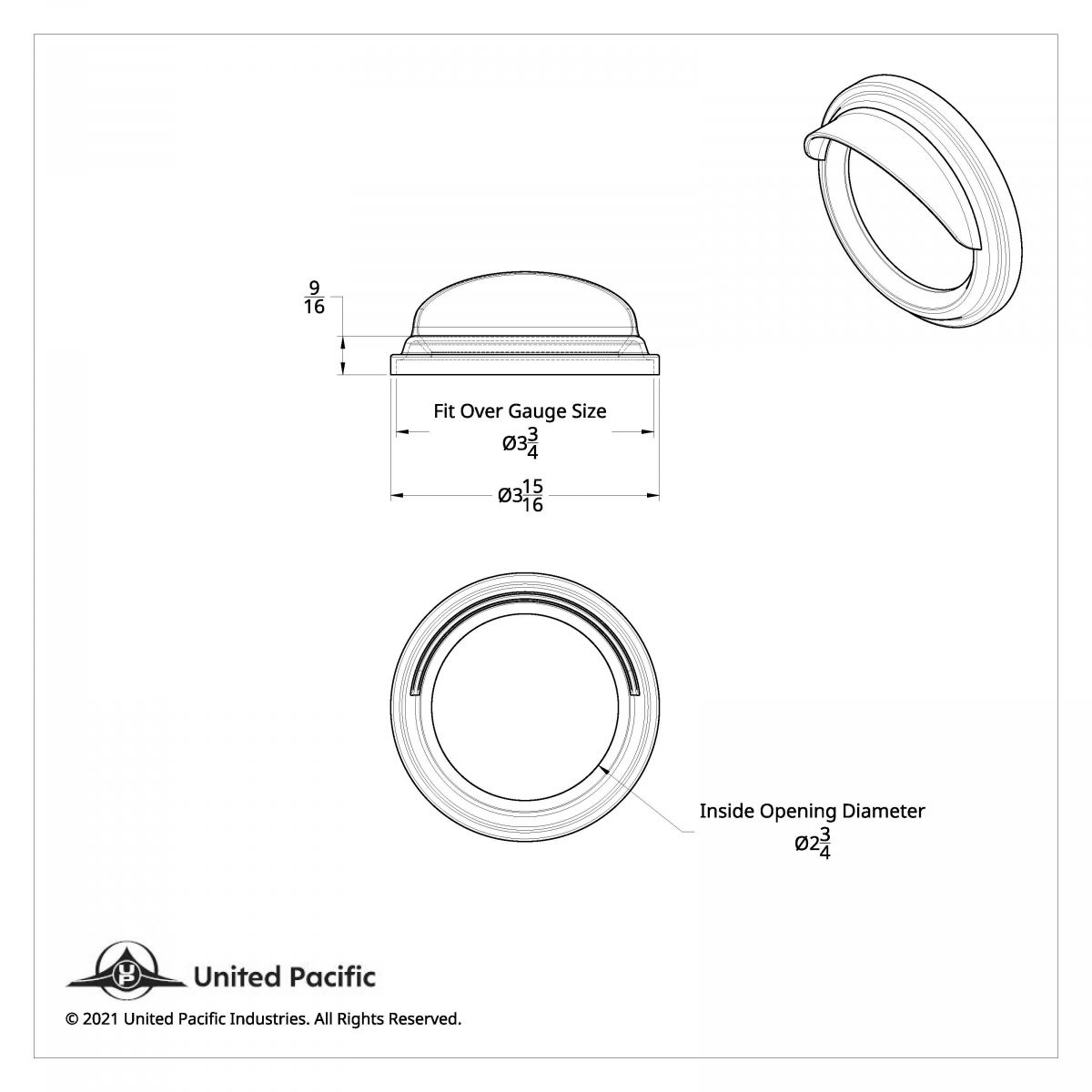 Speed/Tachometer Gauge Bezel With Visor For Freightliner/Peterbilt - Classic Design - Thumbnail 5