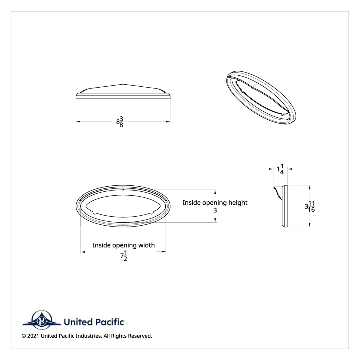 Chrome Bezel With Visor For 7-1/2" X 3" Peterbilt Unibilt Emblem - Thumbnail 3