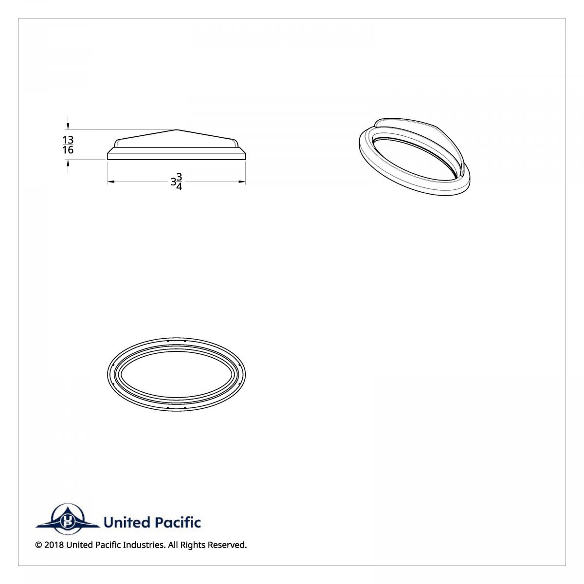 Chrome Plastic Bezels With Visor For 3" X 1-1/8" Peterbilt Door Emblem (Card of 2) - Thumbnail 6