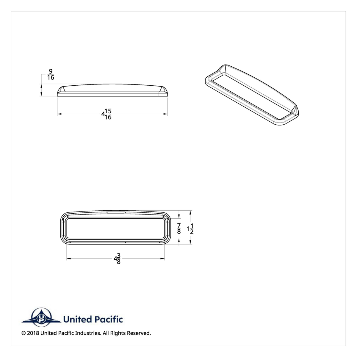Chrome Bezel With Visor For 4-3/8" X 7/8" Kenworth Glove Box Emblem - Thumbnail 9