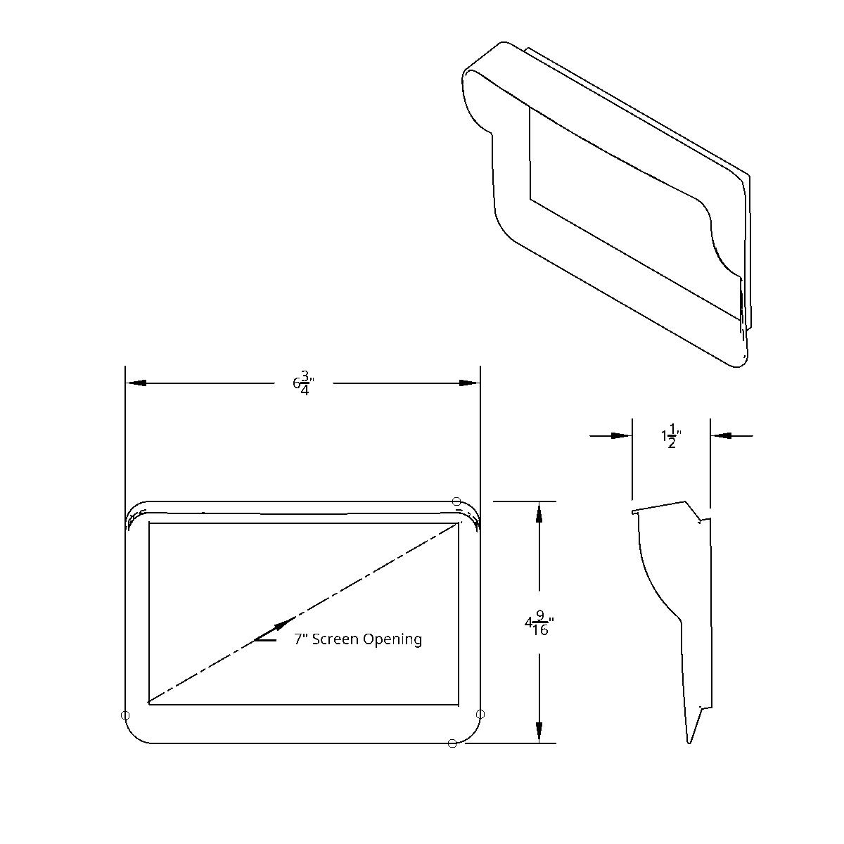 Chrome Plastic 7" Navigation Screen Bezel For 2012-2021 Peterbilt 579 - Thumbnail 9