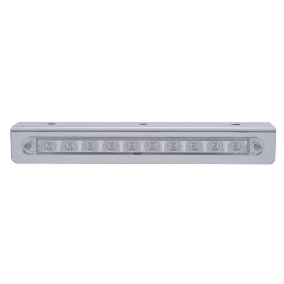 9-3/4" Stainless Light Bracket With 10 LED 9" Light Bar - Red LED/Clear Lens