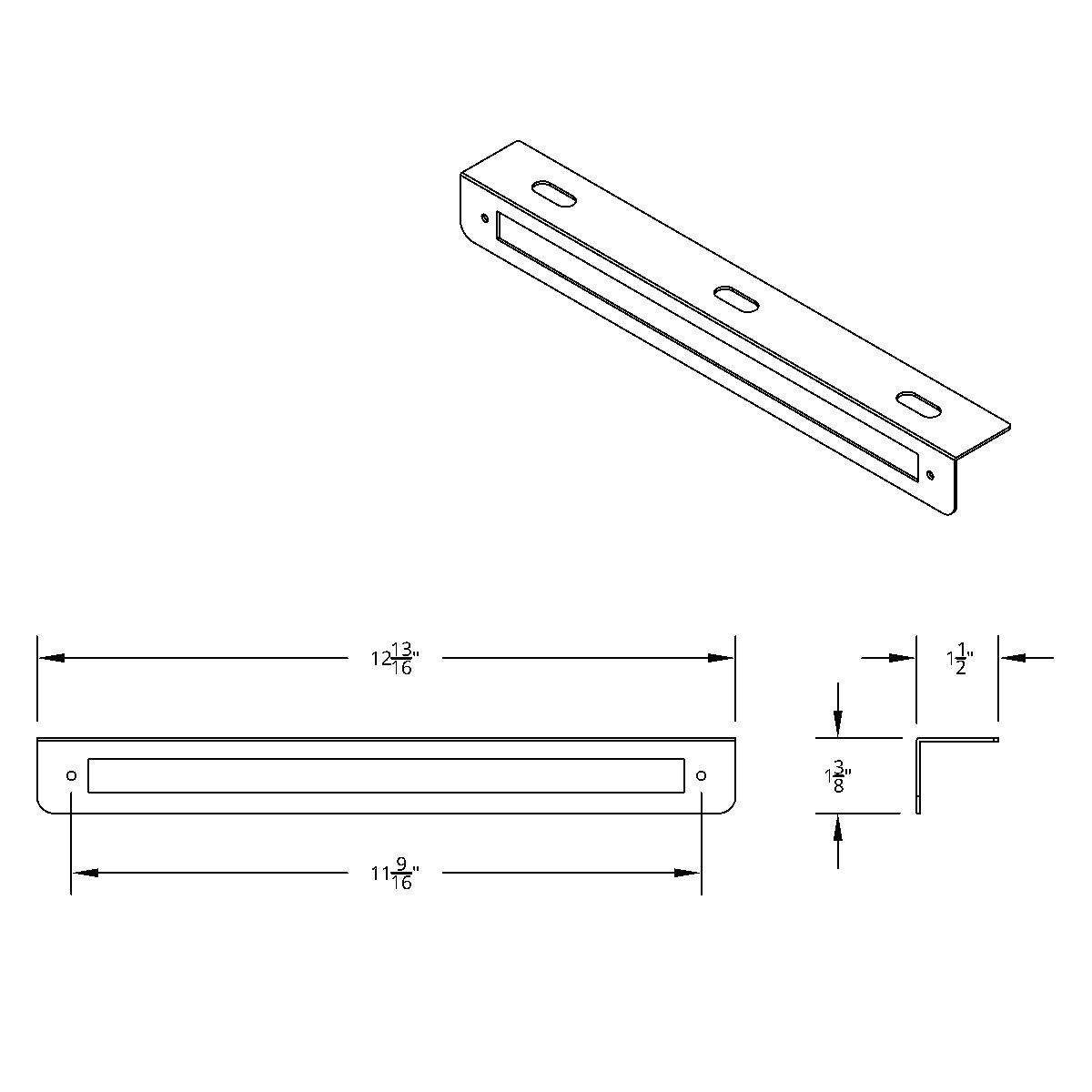 12-3/4" Stainless Light Bracket With 12" Light Bar Cutout (Bulk) - Thumbnail 2