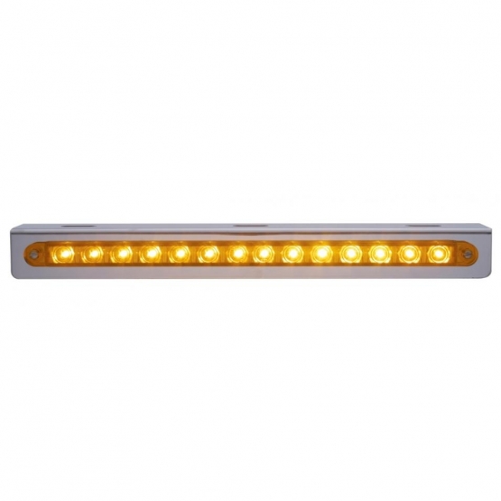 12-3/4" Stainless Light Bracket With 14 LED 12" Light Bar - Amber LED/Amber Lens
