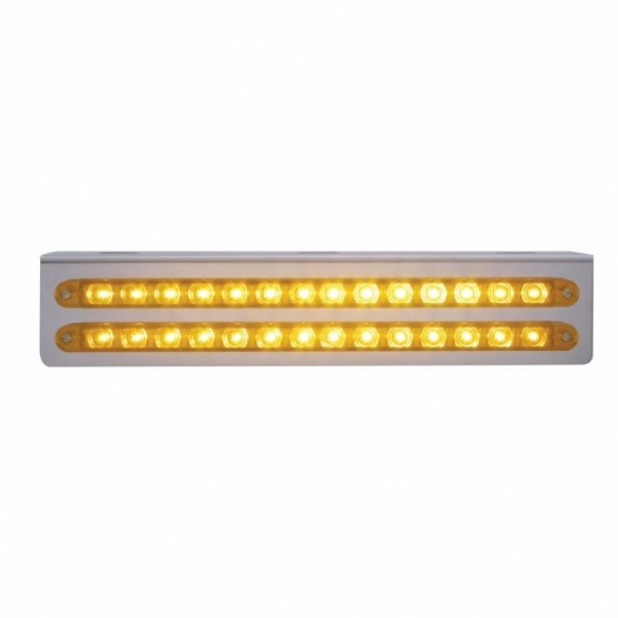 12-3/4" Stainless Light Bracket With 2X 14 LED 12" Light Bars - Amber LED/Amber Lens