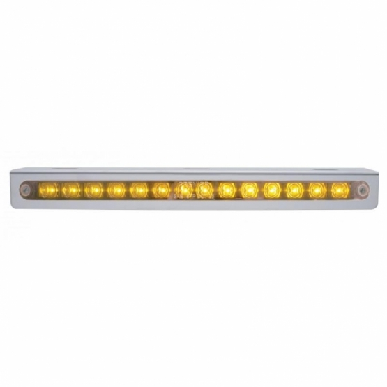 12-3/4" Stainless Light Bracket With 14 LED 12" Light Bar - Amber LED/Chrome Lens