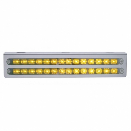 12-3/4" Stainless Light Bracket With 2X 14 LED 12" Light Bars - Amber LED/Chrome Lens