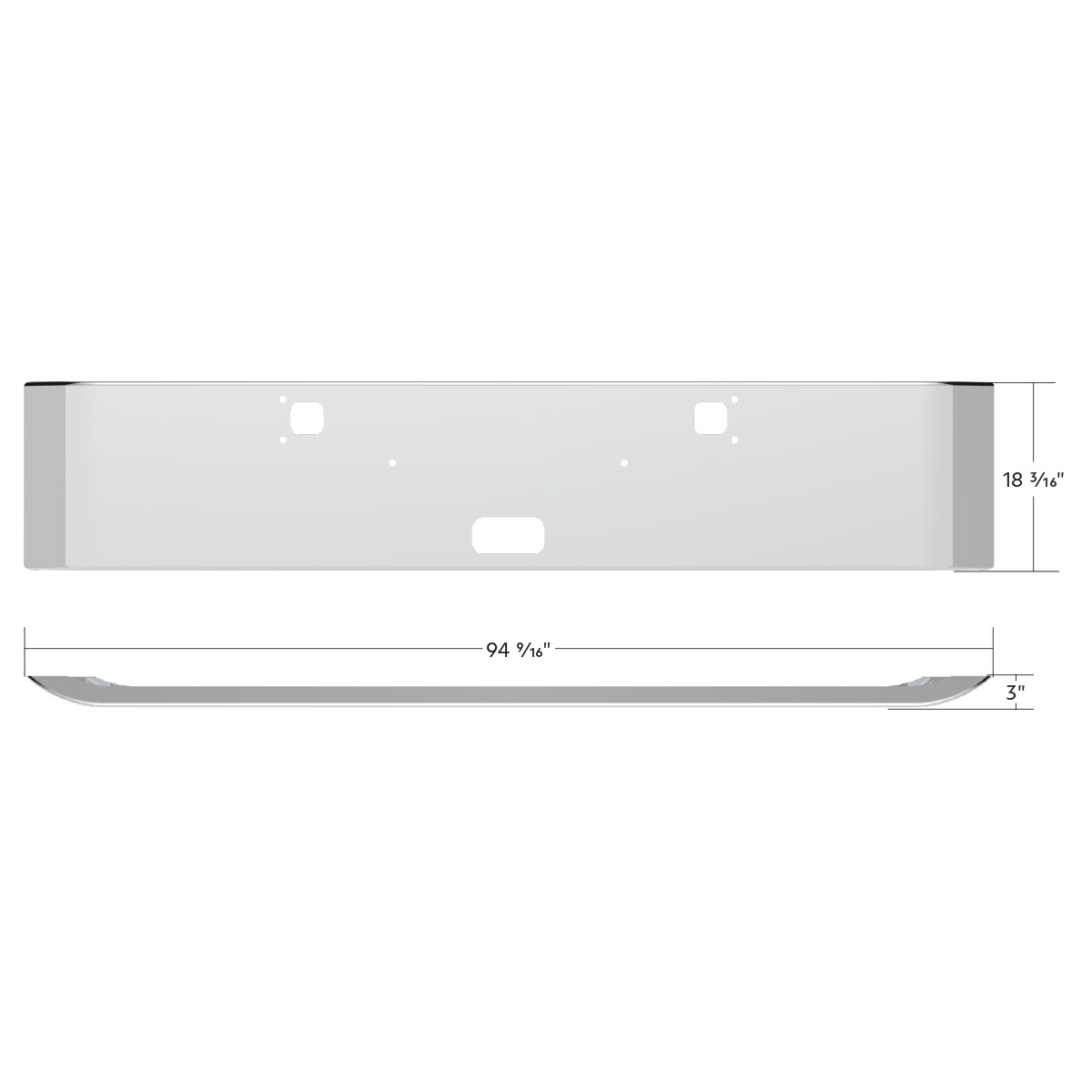 SS Clad Aluminum Bumper For 1982-2024 Kenworth W900 - Curved Ends - Thumbnail 3