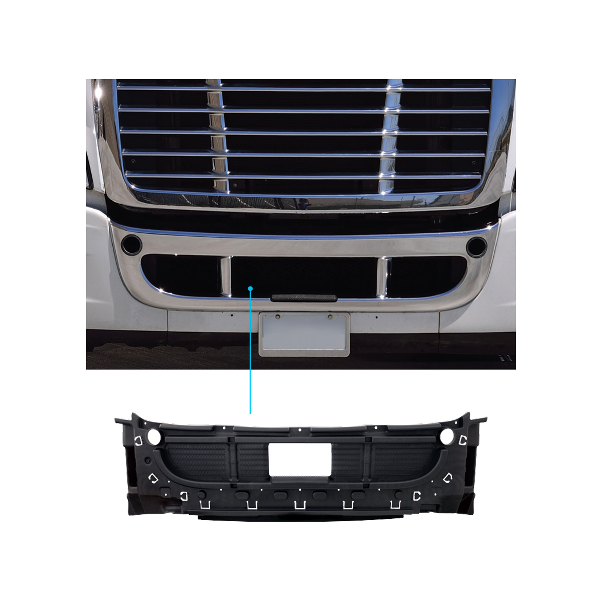 Center Bumper Inner Reinforcement For 2008-2017 Freightliner Cascadia Without OEM Radar - Thumbnail 5