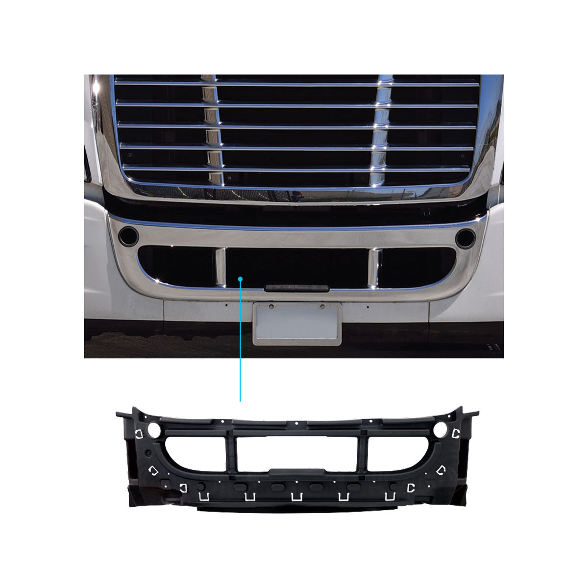Center Bumper Inner Reinforcement With Vent For 2008-2017 Freightliner Cascadia Without OEM Radar - Thumbnail 5