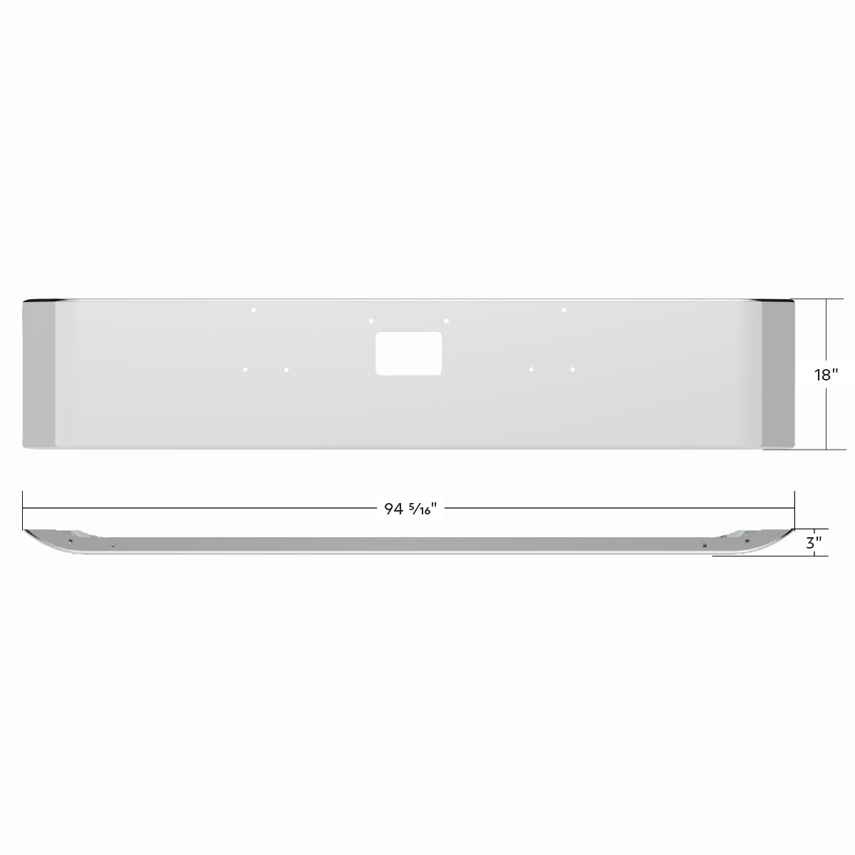 SS Clad Aluminum Bumper For 1987-2007 Peterbilt 379 - Curved Ends - Thumbnail 4