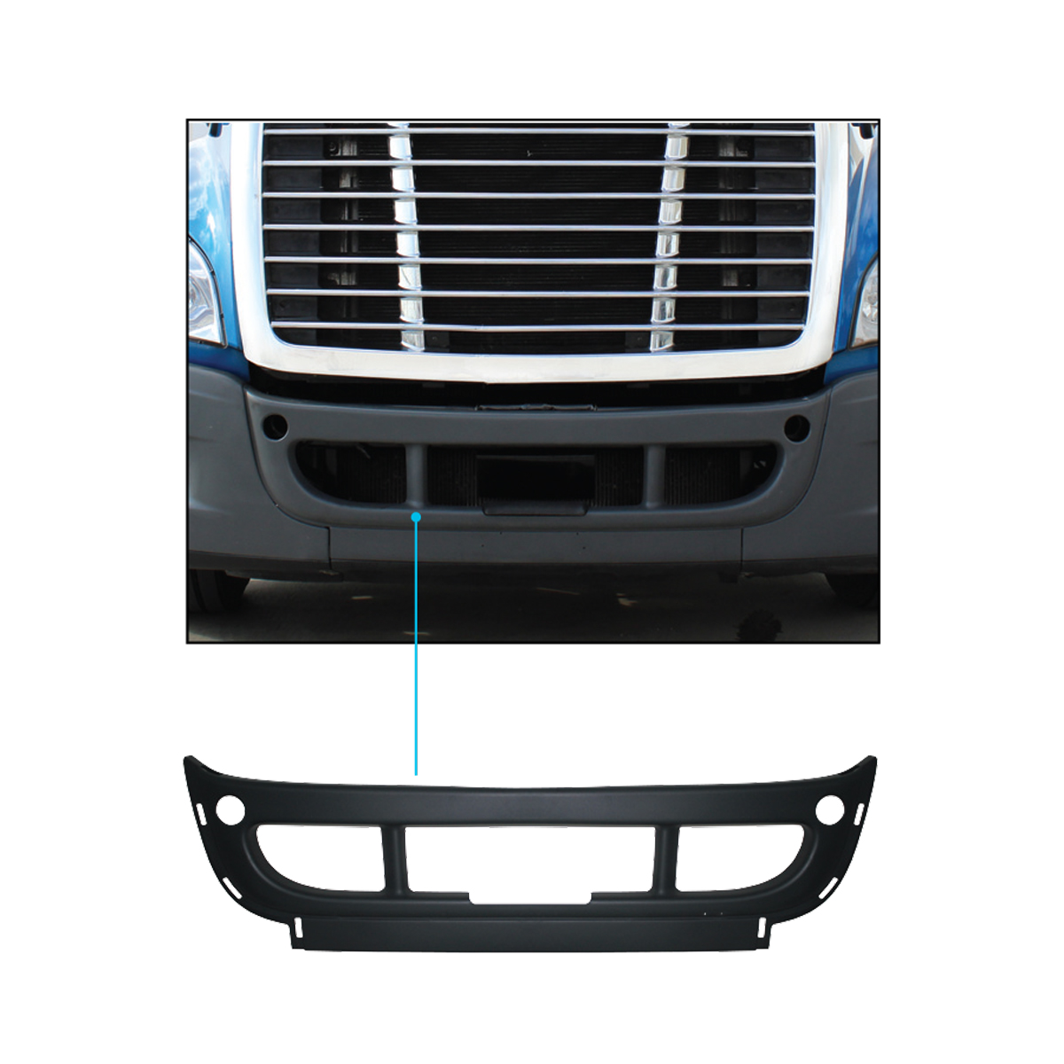 Center Bumper Without Center Trim Mounting Holes For 2008-2017 Freightliner Cascadia - Thumbnail 4
