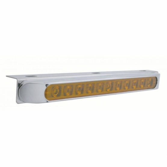 17-5/16" Stainless Light Bracket With 11 LED 17" Light Bar & Bezel - Amber LED/Amber Lens