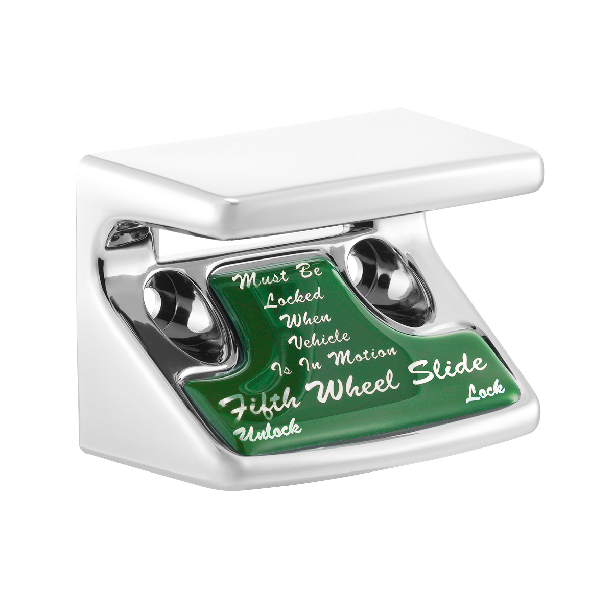 Chrome Plastic Fifth Wheel Switch Guard With Glossy Sticker For 1990-2010 Freightliner Classic- Green Sticker - Thumbnail 3