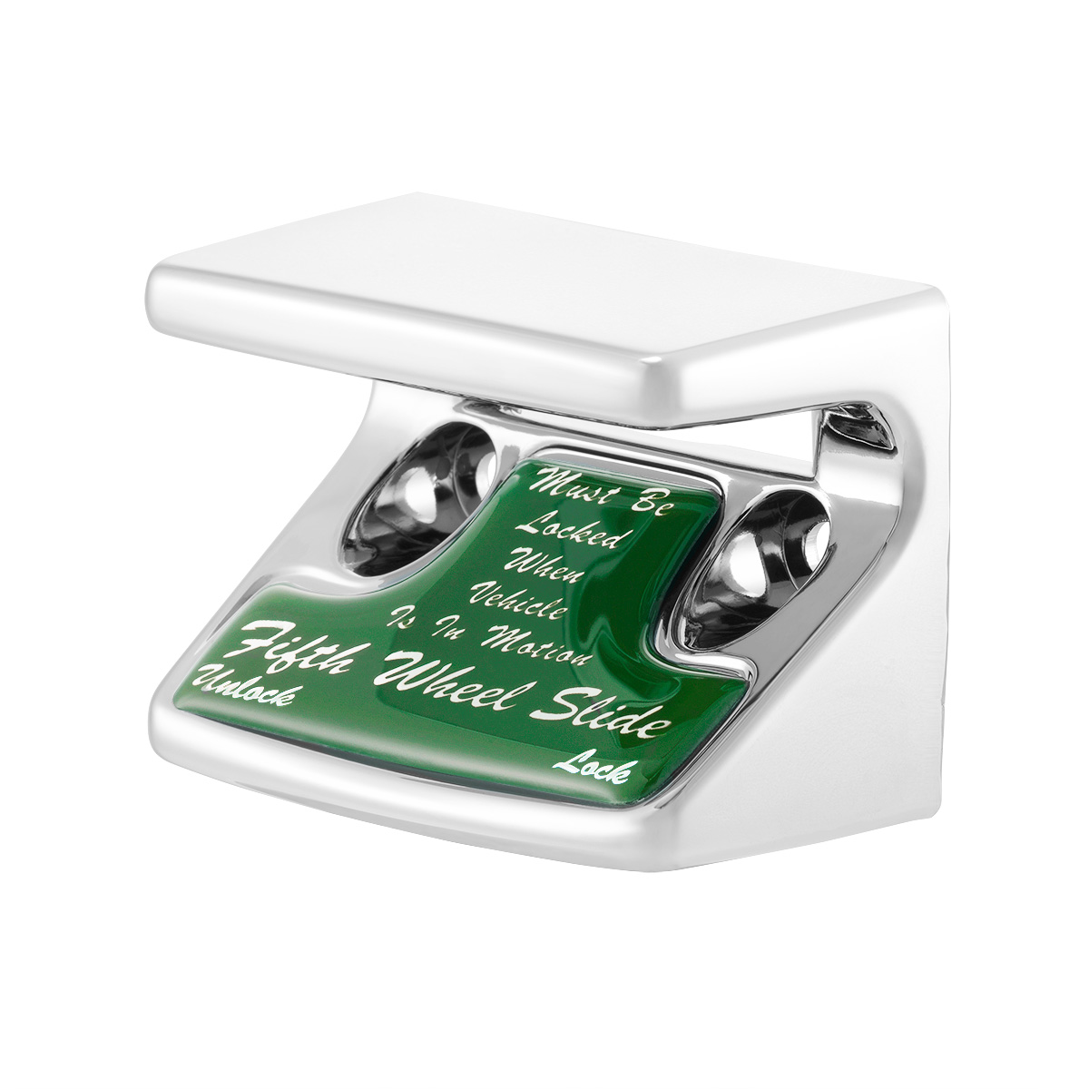 Chrome Plastic Fifth Wheel Switch Guard With Glossy Sticker For 1990-2010 Freightliner Classic- Green Sticker - Thumbnail 4