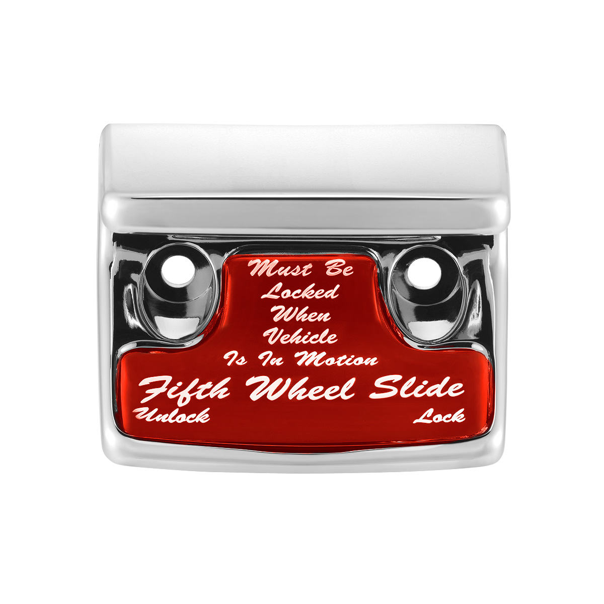 Chrome Plastic Fifth Wheel Switch Guard With Glossy Sticker For 1990-2010 Freightliner Classic- Red Sticker - Thumbnail 2