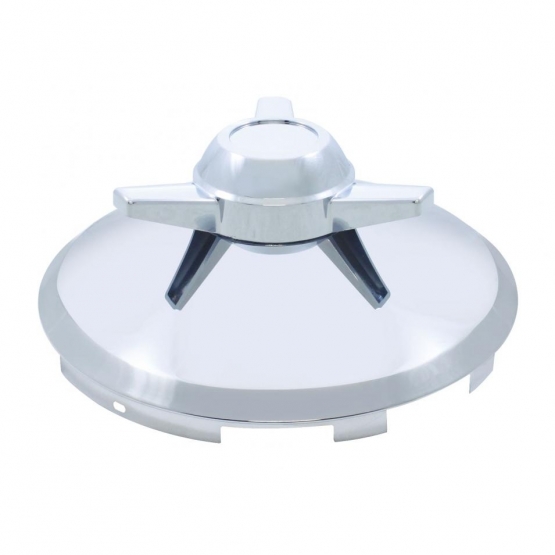 6 Uneven Notched Stainless Front Hubcap With 3 Bar Spinner - 7/16" Lip