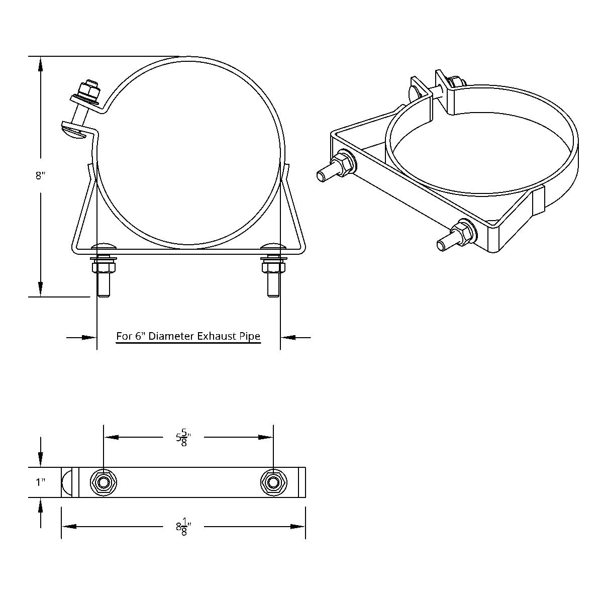 6" Stainless Exhaust Clamp For Kenworth - Thumbnail 3