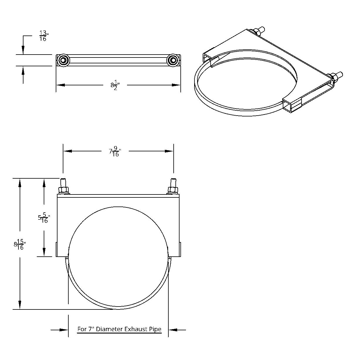 7" Stainless U-Bolt Exhaust Clamp - Thumbnail 3