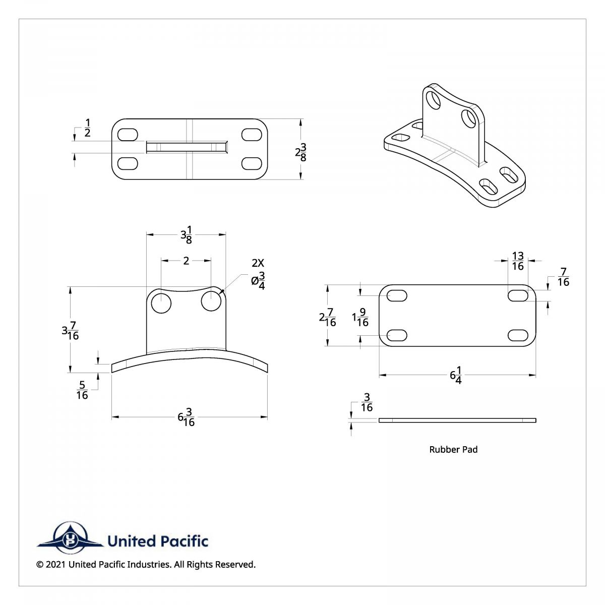 Stainless Lower Exhaust Bracket For Peterbilt 359/379 - Thumbnail 3